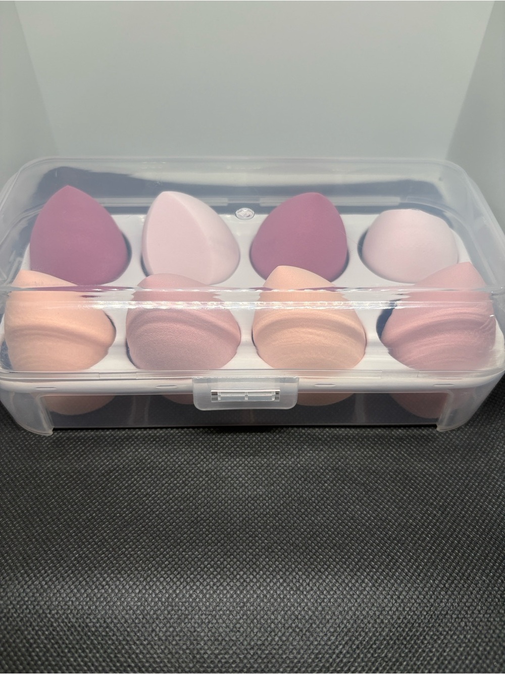 Set of 8 Pink and Peach Makeup Blenders with Storage Case